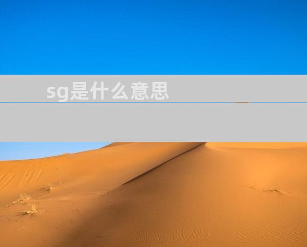 sg是什么意思