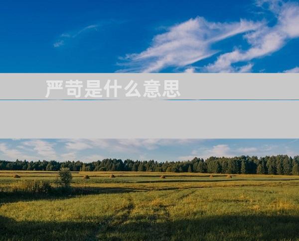 严苛是什么意思