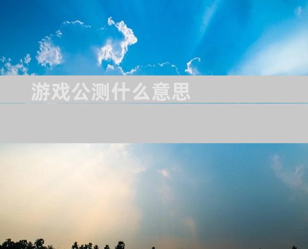 游戏公测什么意思